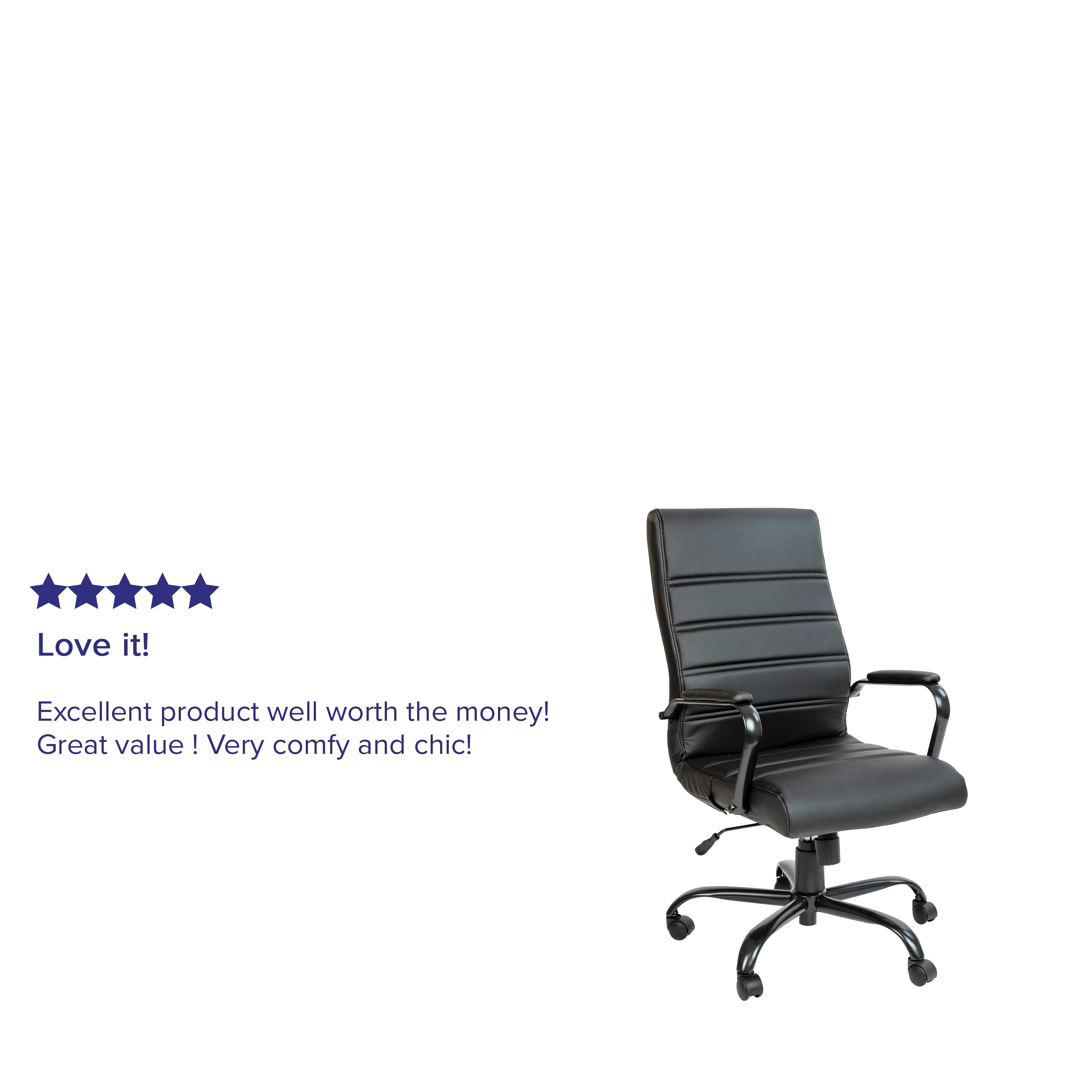 Emma + Oliver High Back Black LeatherSoft Executive Swivel Office Chair with Black Frame/Arms