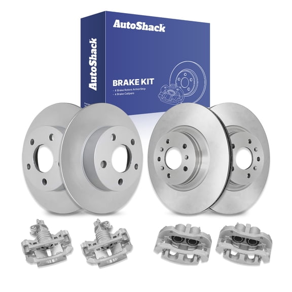 AutoShack Front Vented & Rear Solid Coated Brake Rotors   Calipers 8-PC Brake Kit Replacement for 2012-2013 Chevrolet Impala 2014-2016 Chevrolet Impala Limited ArmorStop
