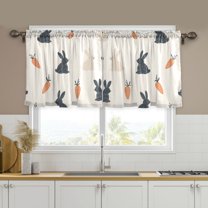 Yayeee Kitchen Curtains Set of 2 Light Filtering 57"x24" Over Sink Window Panels, Bunnies and Carrots