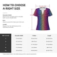 thumbnail image 4 of Goofa Leopard Neon Rainbow Gradient Pattern Womens Deep V Neck Low Cut Tops Casual Summer Short Sleeve Ribbed Knit T-Shirts-Large, 4 of 5