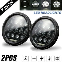 2x LED Round Headlight 7 inch 6000K Hi/lo Beam DRL Lamp Halo for Car Motorcycle, Uni-light