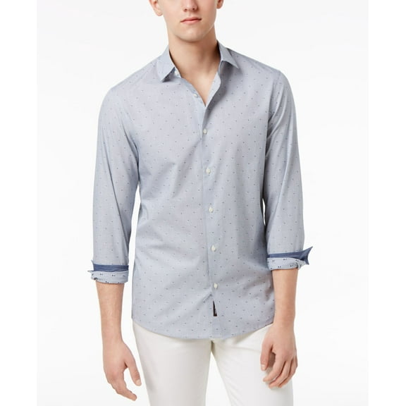 Men's Long Sleeve Dobby Print Slim Fit Shirt SB XL