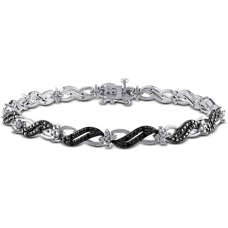 1/4 Carat T.W. Black Diamond Sterling Silver Infinity Bracelet, 7