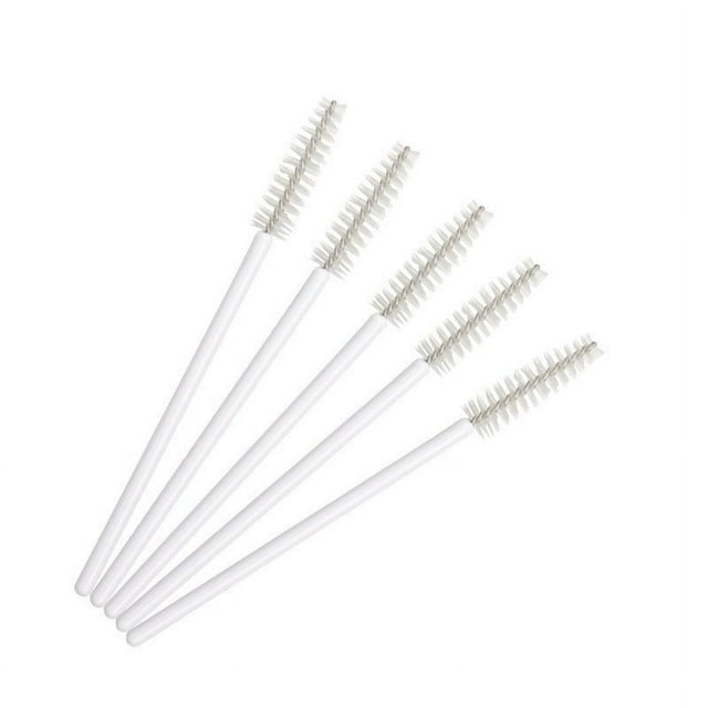 Nvzi 200 piezas de cepillos desechables para rímel de pestañas, para extensiones de pestañas, cejas y maquillaje (varilla blanca, cabeza blanca)