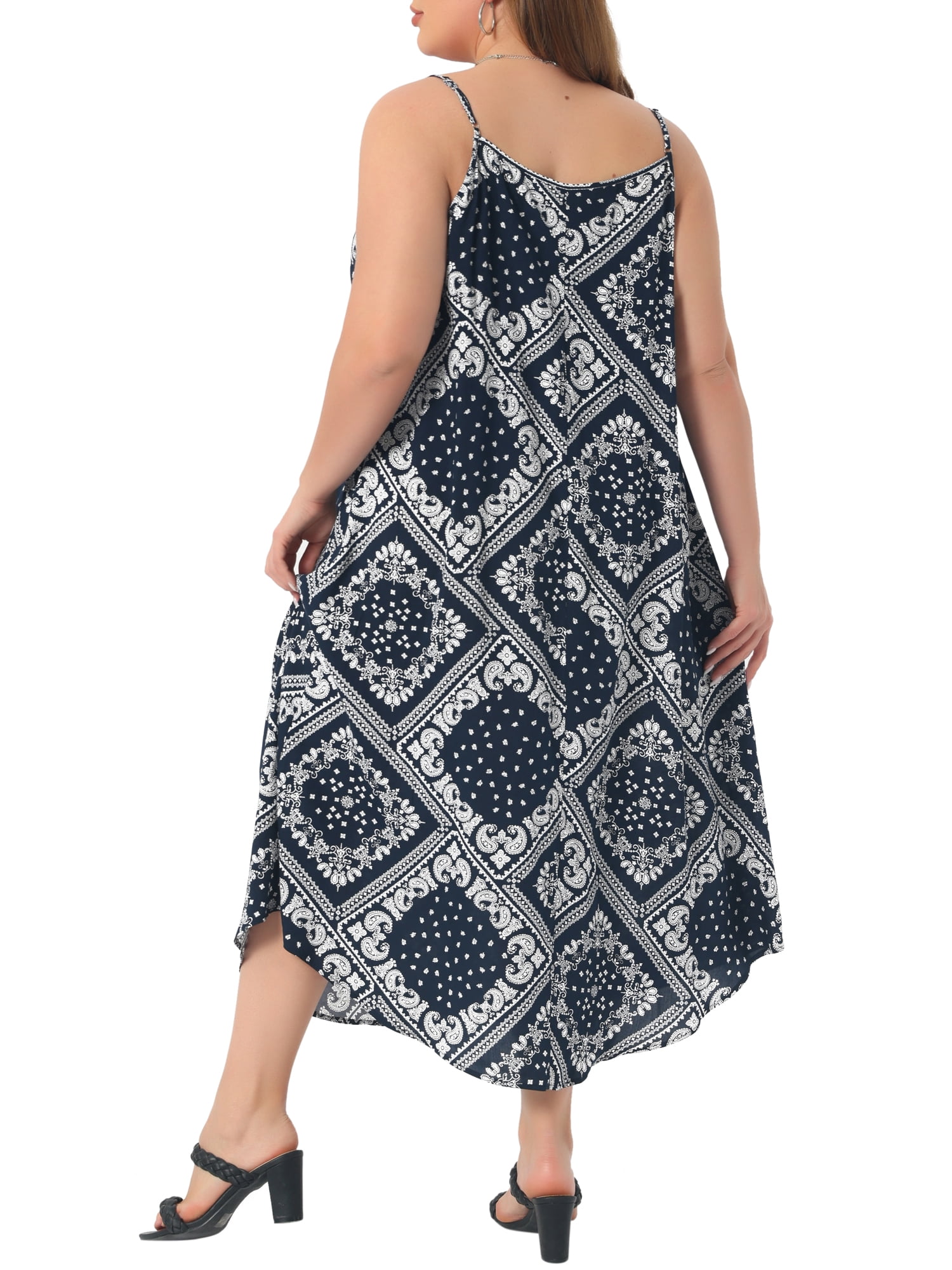 DARING DIVA Plus Women's Size Bohemian Spaghetti Straps Long Dress 3X Dark Blue