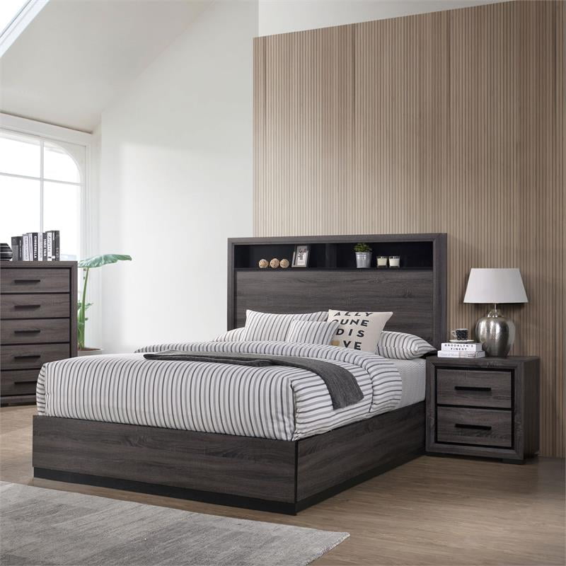 Furniture of America Drummond 2pc Gray Wood Bedroom Set King + 1