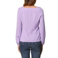 thumbnail image 3 of INSPIRE CHIC Women's Square Neck Casual Solid Long Sleeve Blouse Top for Work and Weekend L Light Purple, 3 of 6
