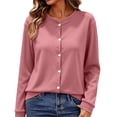 thumbnail image 2 of Cmfcve Knitted Fleece Cardigan for Women Button Up Sweaters Long Sleeve Fall Casual Cropped Cardigan Jackets Warm Outerwear Tops, 2 of 7