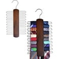 thumbnail image 4 of 2 Pack Rotating Twirl Tie Rack, Premium Wooden Necktie and Belt Hanger, Tie Rack for Closet, 360 Degree Swivel Space Saving Ties Holder for Men Hanging 40 Ties, 4 of 8