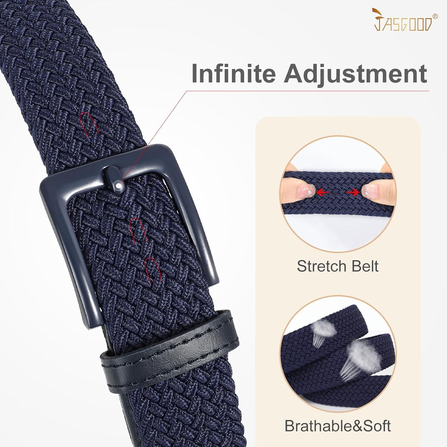 2365 Women Braided Woven Elastic Stretch Belt Men Web Casual Belt For Pants Amazon.com: anso Men Women Elastic Braided Woven Belt Buckle  main image 3
