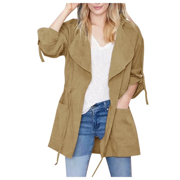 Puntoco moda mujer manga larga bolsillo cordón con capucha abrigo chaqueta rompevientos top Puntoco Puntoco-182