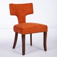 thumbnail image 3 of Mid Century Modern Dining Chairs Set of 2, Farmhouse Linen Upholstered Accent Chairs with Curved Backrest & Copper Nails, Solid Hardwood Frame Kitchen Dining Chairs, Orange, 3 of 9