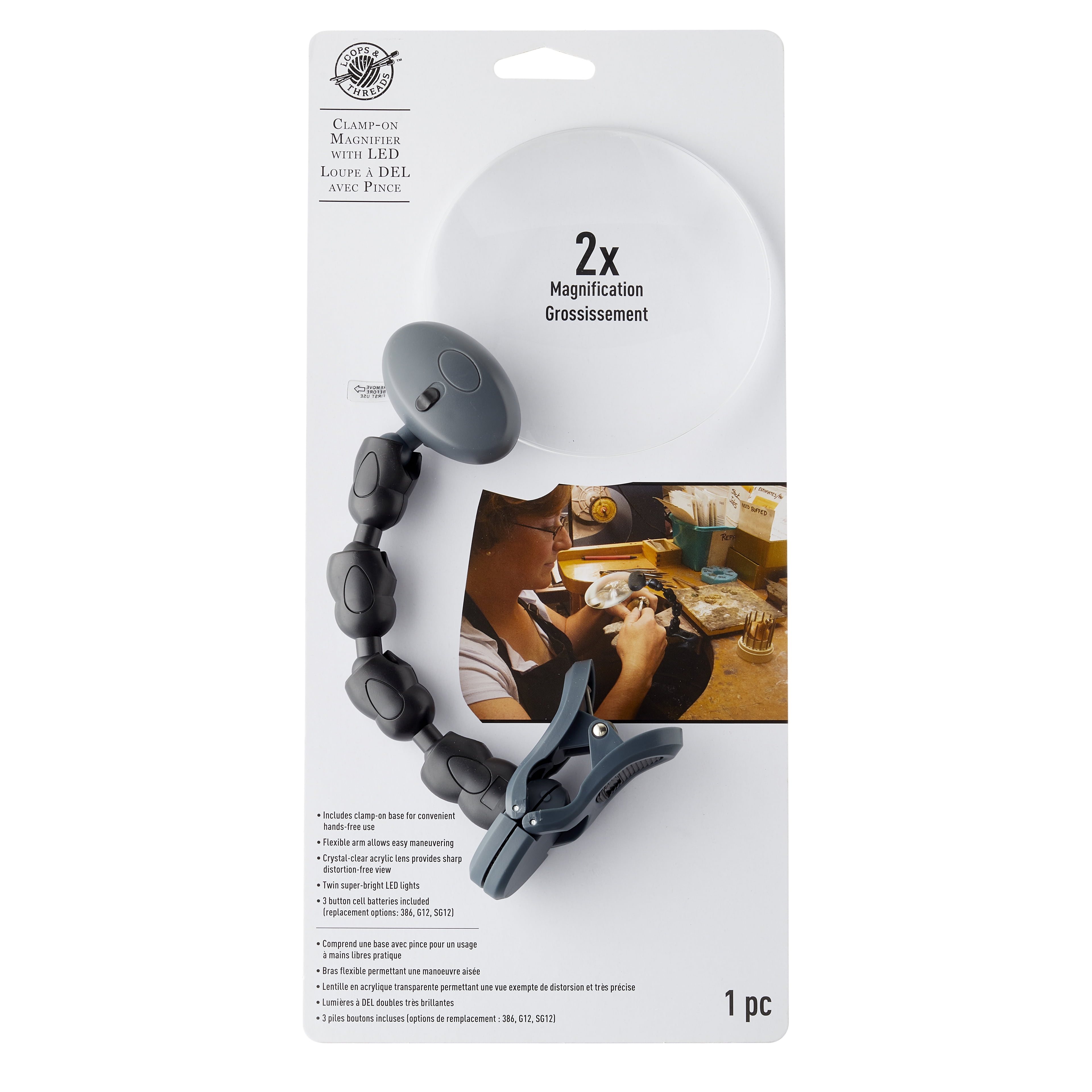 Small Clamp-On Magnifier with LED by Loops & Threads