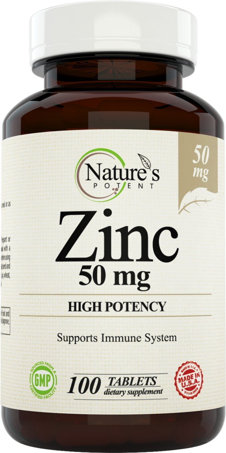 Zinc 50 mg High Potency Supplement for Immune Support (100 Tablets)