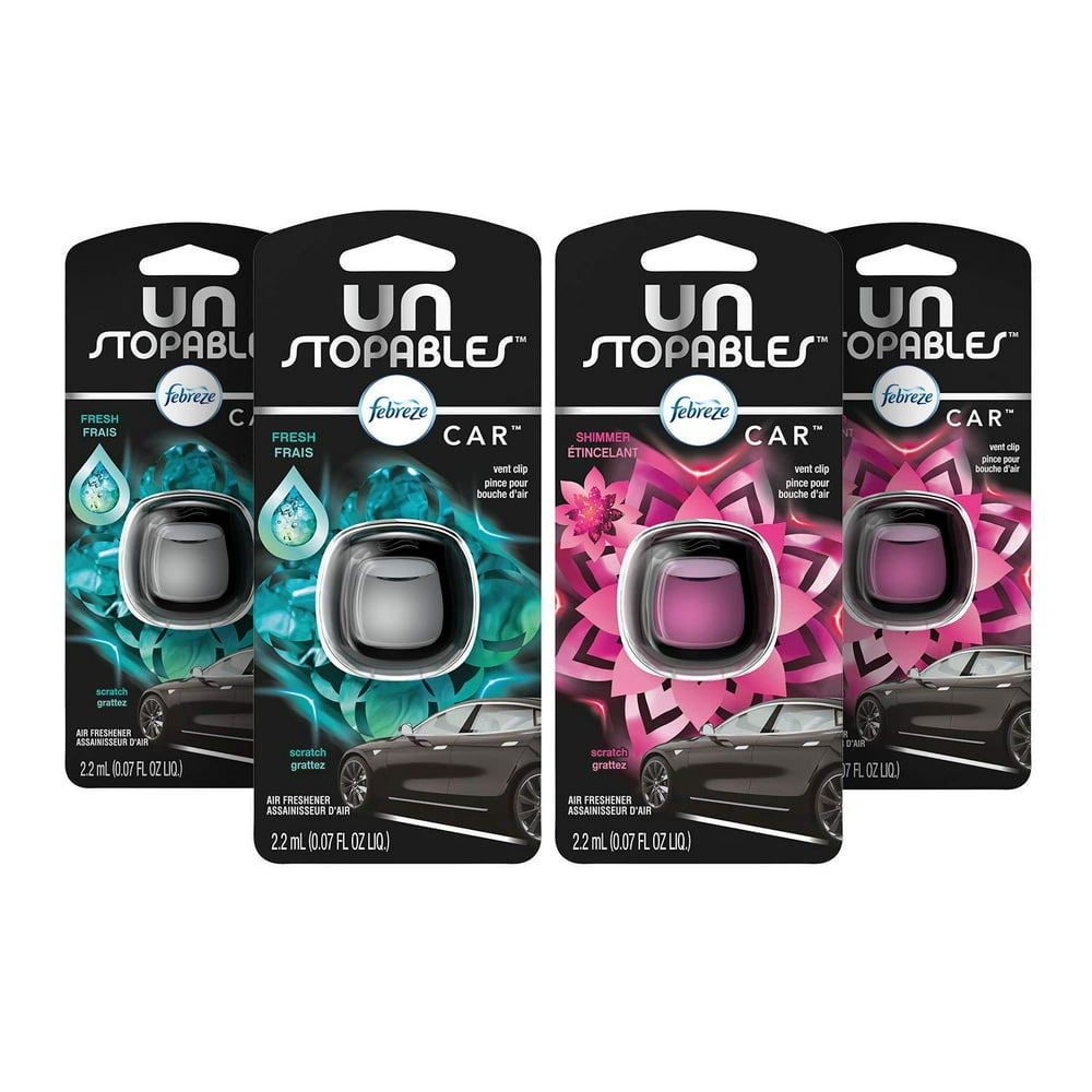Febreze Car Unstopables Air Freshener Vent Clips, 2 Fresh and Shimmer