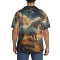 thumbnail image 3 of Lsque Starry Sky White Horse print Men's Cuban Collar Short Sleeve Shirt Summer Beachwear Casual Button Down Fashionable Vacation Leisure Shirt-Small, 3 of 7