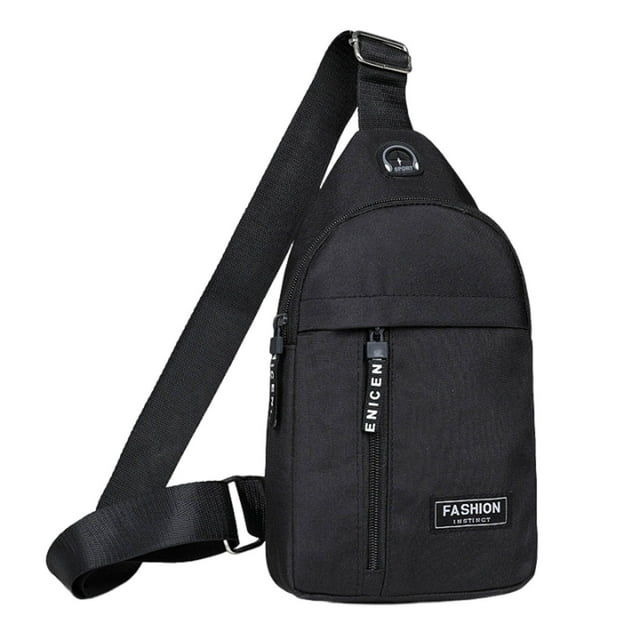 JilgTeok 1 Sac à Dos Bandoulière avec Trou pour Écouteurs, Sangle Réglable, Grande Capacité Sac de Poitrine Polyvalent pour Randonnée Voyage Travail
