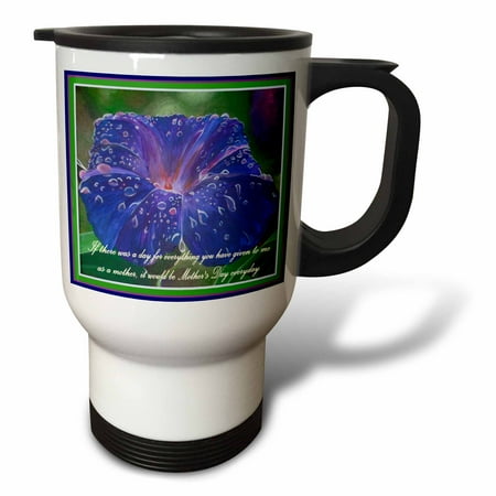 

3dRose Mothers Day Wishes - purple mothers day bindweed ipomoea morning glory realism wormweed Travel Mug 14oz Stainless Steel