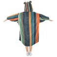 thumbnail image 2 of FORMRS Wearable Blanket Hoodie with Sleeves for Kids Cozy Flannel Sweatshirt, Navy Blue Stripes, 2 of 7
