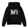 thumbnail image 2 of Bnwani Hoodies Girls Crew Neck Long Sleeve Pockets Short Sweatshirt Hearts Graphic Printed Tops Pullover, 2 of 3
