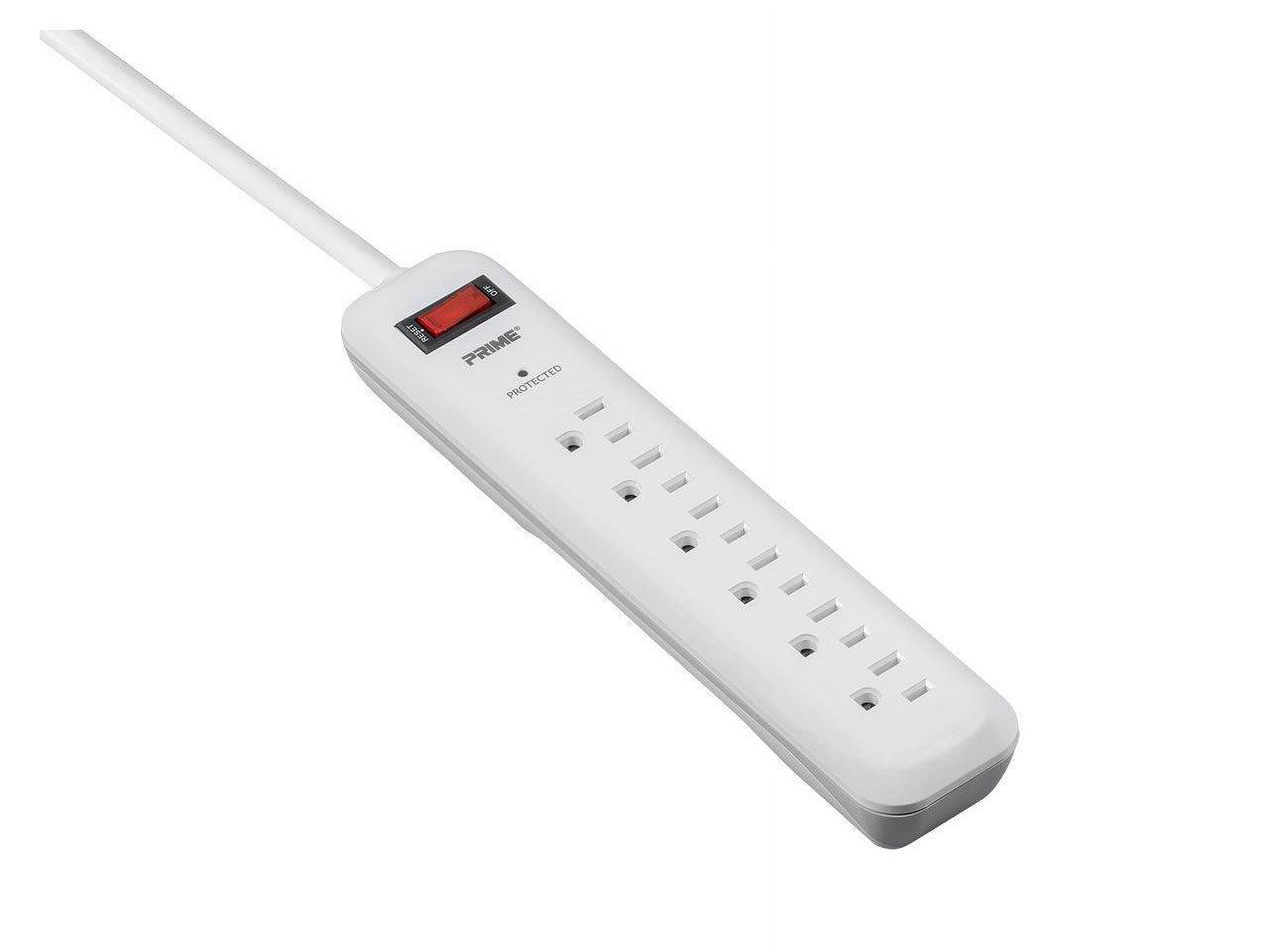 6 Outlet Surge Protector Power Strip with Low-Profile Plug with 8ft Cord, 1000 Joules, White