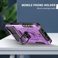 thumbnail image 4 of TJS Phone Case for Apple iPhone 13, Slide Camera Lens Cover Magnetic Support Metal Ring Holder Kickstand Built-in Tempered Glass Screen Protector Full Body Protective Case (Purple), 4 of 8