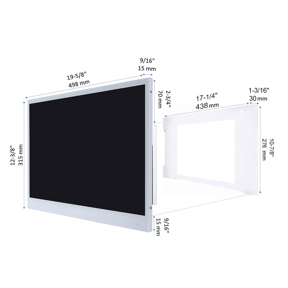 Elecsung 22 inches White Color LED Smart TV Waterproof Bathroom Television IP66 Shower TV ATSC Tuner WiFi