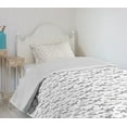 thumbnail image 4 of Ambesonne Shark Quilted Bedspread Set 2 Pcs, Big Small Sketch Fishes, Twin Size, Black White, 4 of 6