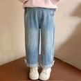 thumbnail image 2 of EnJoCho Girls Jeans Wide Leg Elastic High Waist Loose Fit Pocketed Denim Trousers Classic Bottoms For Kids Spring Autumn Back-to-School Daily Fashion Casual Wear, 2 of 9
