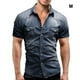 thumbnail image 4 of Minnieouse Camisa vaquera fina para hombre, vaqueros ajustados suaves, manga corta, estilo americano, ajuste muscular, ropa informal de moda, Type7 NO7, 4 of 6