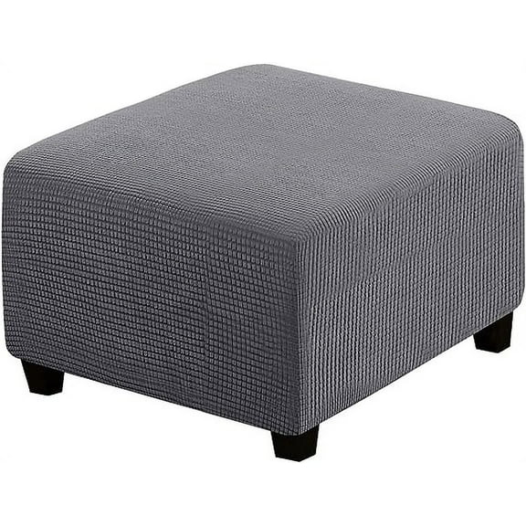 Namzi Super Stretch Soft Ottoman Cover with Elastic Band Footrest Sofa Slipcover Folding Storage Stool Furniture Protector for Square and Rectangle Ottoman (Grey, Large)