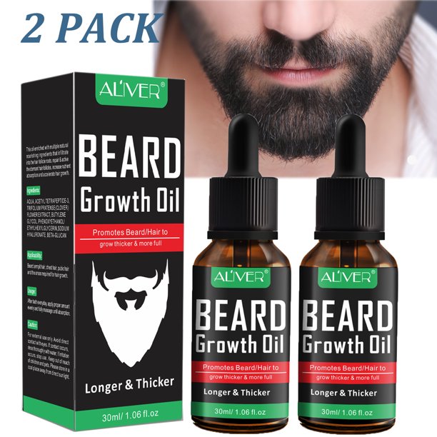 2 Pack Aliver Beard Growth Oil for Men for Fuller Beard Natural Beard Conditioning Oil Help