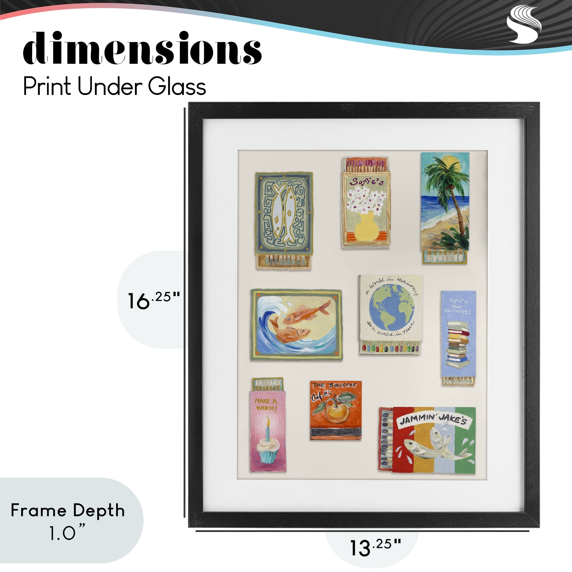 Stupell Industries World Matchbox Collection Black Framed Print Under Glass, design by Lanie Loreth