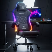 GTRACING RGB Ergonomic Gaming Chair with Massage, LED Lights, Footrest, Lumbar Support, Black