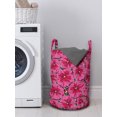 thumbnail image 3 of Floral Laundry Bag, Meadow Blooms Poppy Petals Opening Spring Leaves Inspirational Season Pattern, Basket with Handles Drawstring Closure for Laundromats, 13" x 19", Magenta Mustard, by Ambesonne, 3 of 4