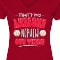 thumbnail image 3 of Inktastic That's My Awesome Nephew Out There with Baseballs Women's V-Neck T-Shirt, 3 of 4