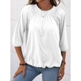 thumbnail image 2 of Sherrylily Women Crew Neck T Shirt Half Sleeve 3/4 Sleeve Casual Loose Pleated Tops, 2 of 5