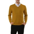 thumbnail image 1 of Suéter de punto de color sólido de manga larga con cuello en V INSPIRE CHIC para hombres marrón S, 1 of 5