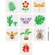 thumbnail image 1 of 10 plantillas de insectos y plantas de 15x15 cm (6x6 pulgadas): cactus, hojas tropicales, libélulas, mariquitas, abejas, mariposas y flores. Incluye pincel., 1 of 7