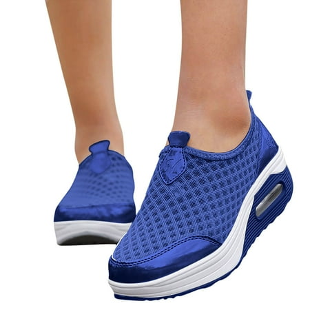 

Daznico Walking Sneakers for Women Shoes for Women Ladies Retro Platform Wedges Casual Shoes Sneakers for Women(Color:Blue Size:US 9)