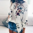 thumbnail image 1 of Veste Bomber Rétro à Fleurs à Fermeture Éclair pour Femmes Dames Manteau Décontracté Vêtement d'Extérieur, 1 of 7