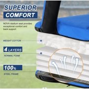 Wide Stadium Seat for Bleachers Reclining Stadium Chair w/Blue Cushion