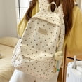 thumbnail image 2 of Cute Polka Dot Laptop Backpack Large Capacity Computer Bag Lightweight Bookbag for Female Elementary & Middle School Students (Beige), 2 of 9