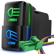 Nilight High Beam & Low Beam Dual Push Button Switch 12V ON Off Switches with Connector Wire Kit 1.54" x 0.83" Replacement for Toyota Tacoma Tundra 4Runner FJ Cruiser Hilux Fortuner