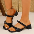 thumbnail image 2 of Women Fashion Shoes Dressy Womens Sandals, Open Round Toe Low Chunky Heels, Fashion Buckle Slip On Solid Patent Sandals, 2 of 7