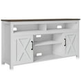 thumbnail image 5 of BELLEZE 58 Inch TV Stand, Contemporary Entertainment Center for TVs up to 65", Wood Media Console Table with Two Open Shelves and Barn Door Cabinets - Corin (White), 5 of 7