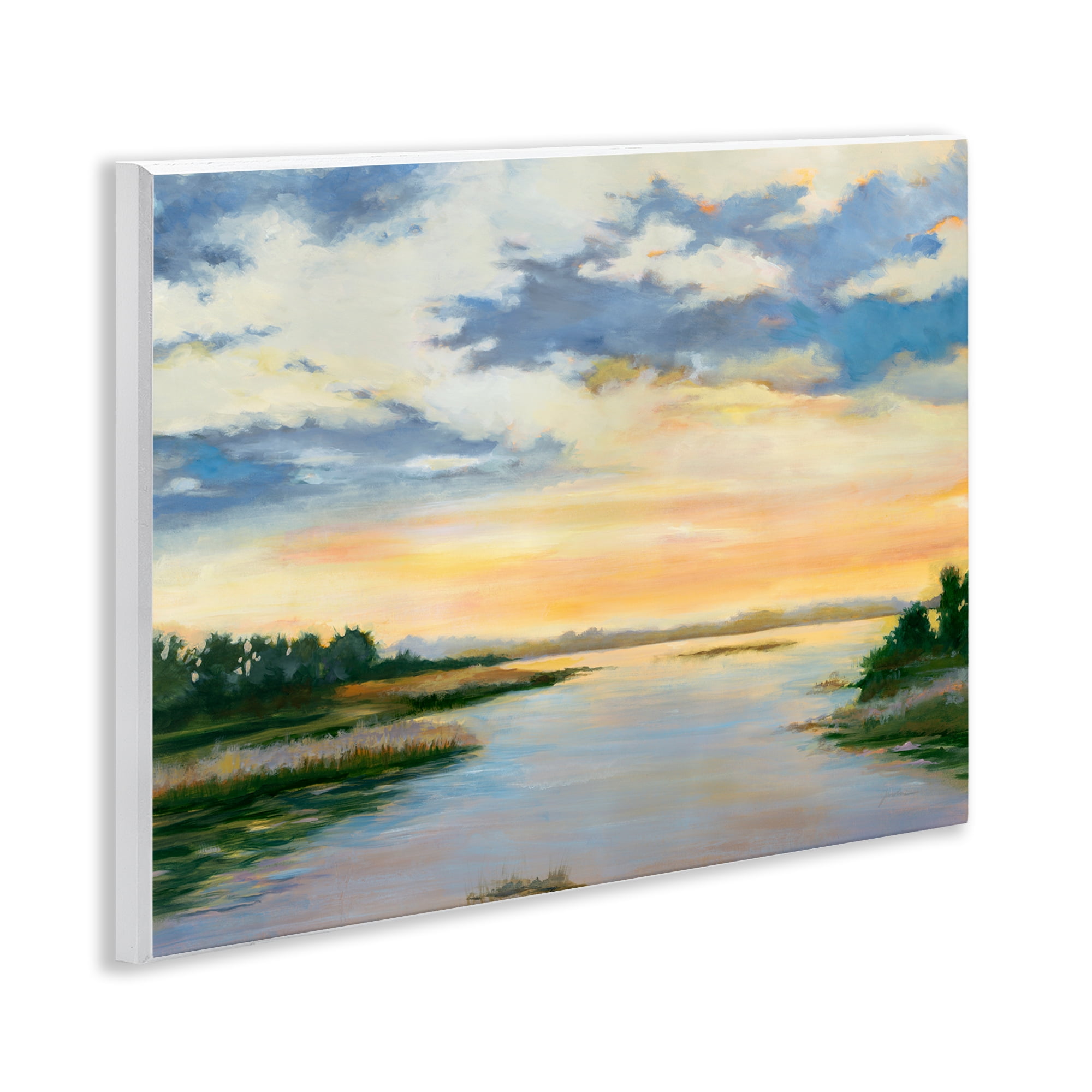 Stupell Industries Sunrise Over Shallow Water Landscape & Nature Painting Unframed Art Print Wall Art, 14 x 11