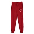 thumbnail image 3 of Makaor Baggy Sweatpants for Women with Pockets Solid Fleece Athletic Pants with Elastic Waist Red M, 3 of 4