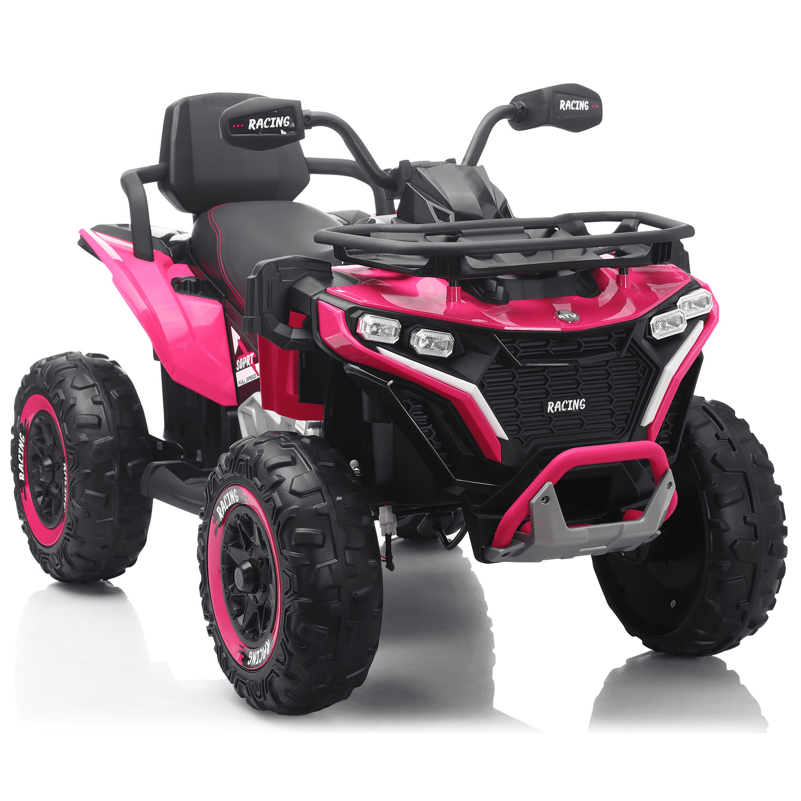 Funride 24 Volt Ride on Toys with Remote Control, Oversized ATV for Kids, 2-Seater 4 Wheeler for Toddlers, Power Car Wheels with Music, Bluetooth, Headlights, EVA Tires, Pink