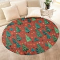 thumbnail image 4 of Red Christmas Tree and Ornament Pattern Round Blanket,Comfortable Soft Flannel Throw Blanket,All Season,Warm Lightweight Blankets for Sofa Bed Couch Living Room Chair 60"x60", 4 of 5